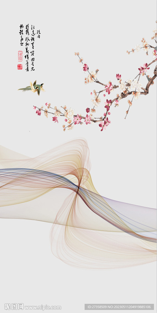 花鸟 玄关背景墙 