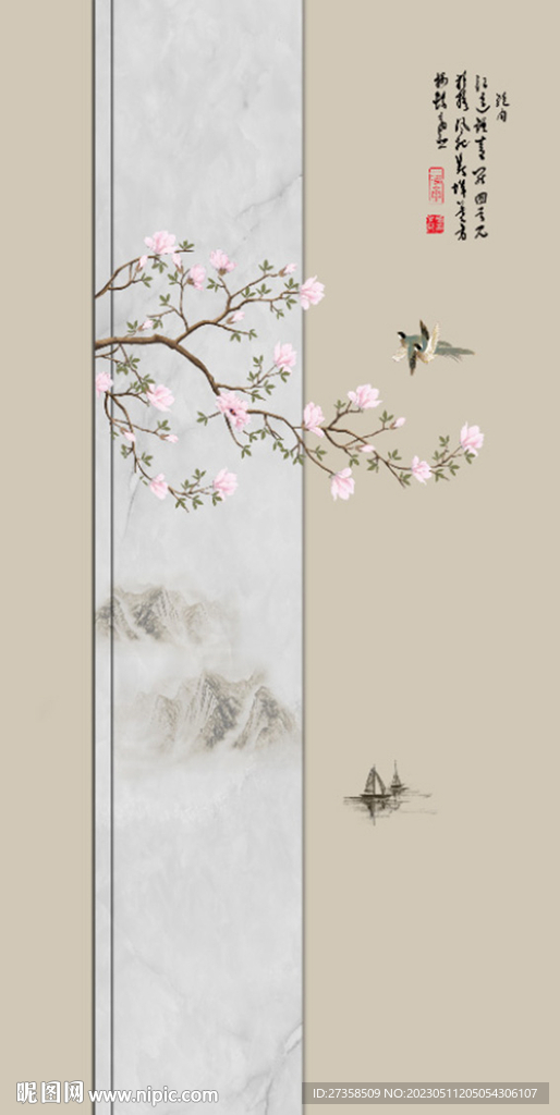 水墨山水复式楼玄关