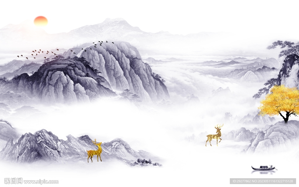 爆款 高雅现代山水 TiF分层