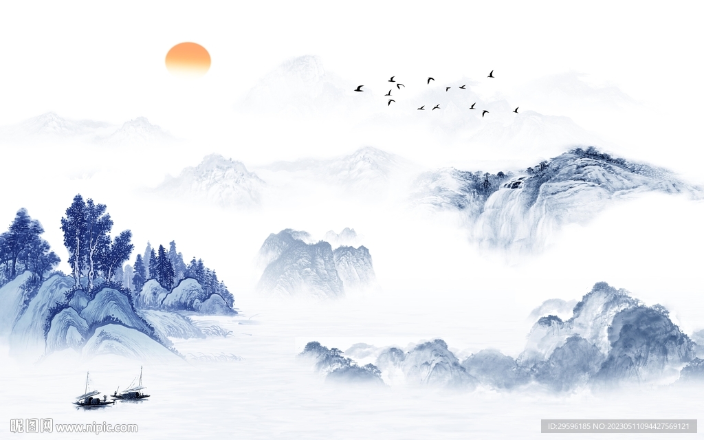 客厅 高端别墅山水 TIF分层