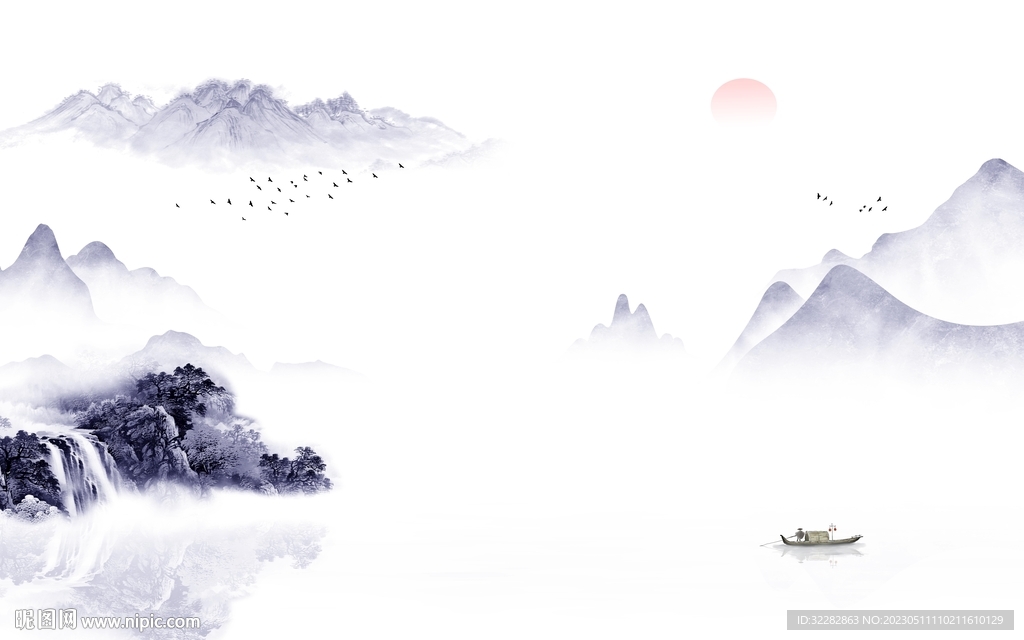 高清 沙发中式山水 tIf分层