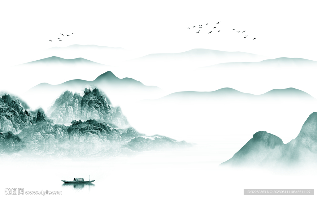 简约 沙发中式山水 tIf分层