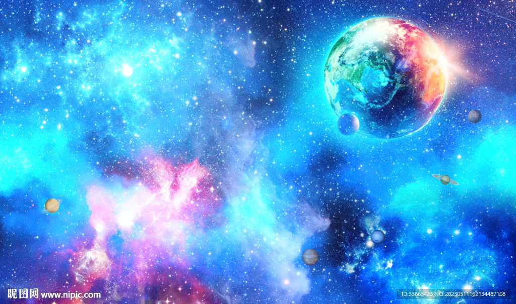 蓝色星空背景海报