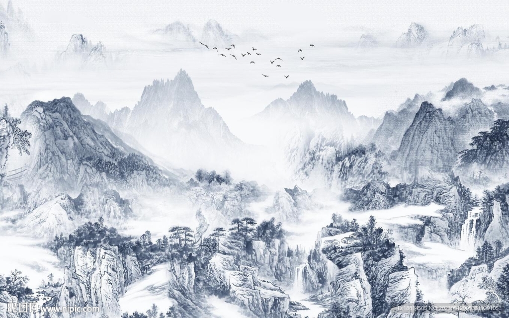 江南山水背景墙
