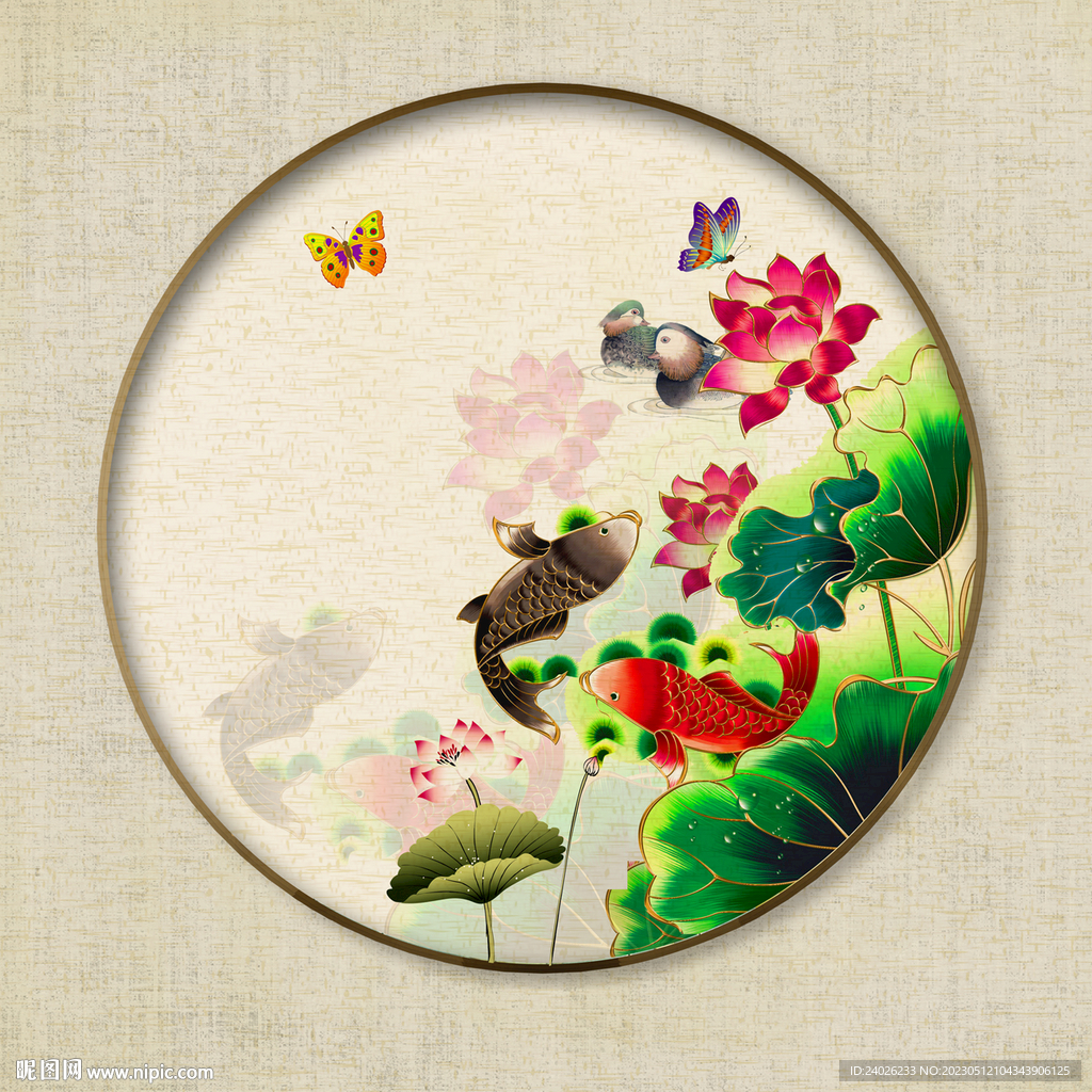 圆形花鸟图