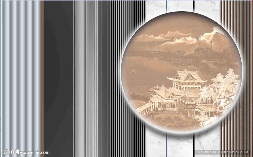 新中式现代电视背景墙 