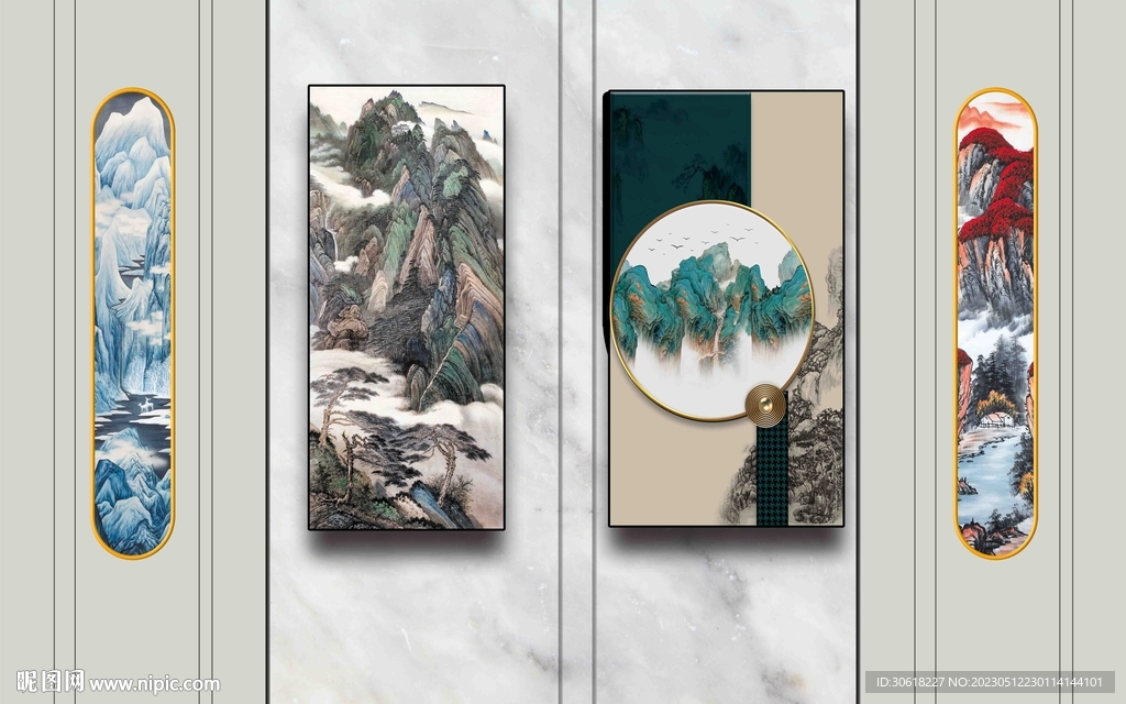 新中式现代电视背景墙 
