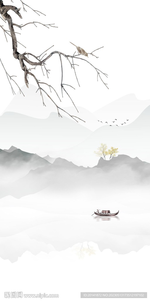 水墨山水复式楼玄关