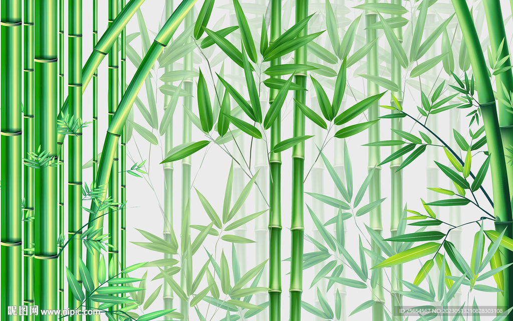 清新竹林绿意简约现代背景墙