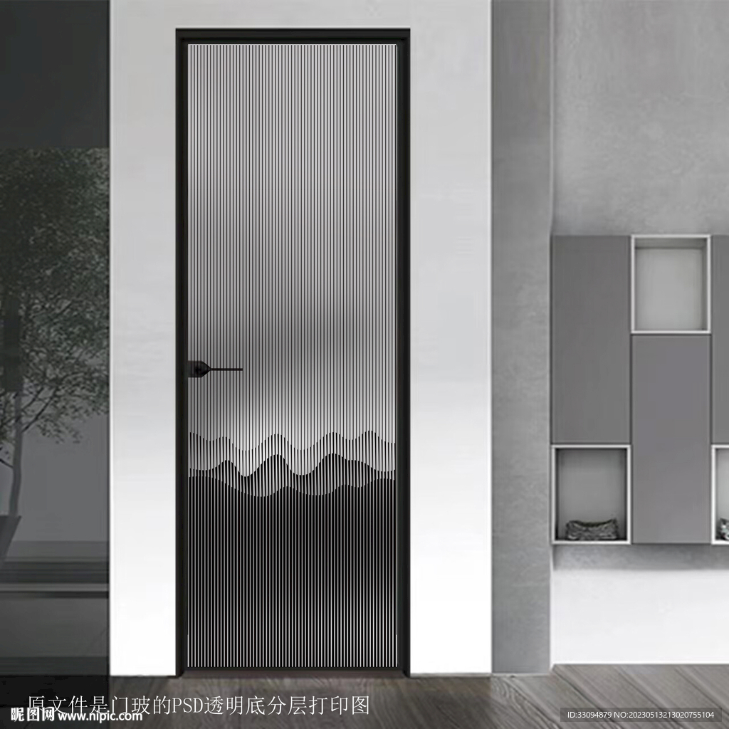 高清分层透明底平开门打印图