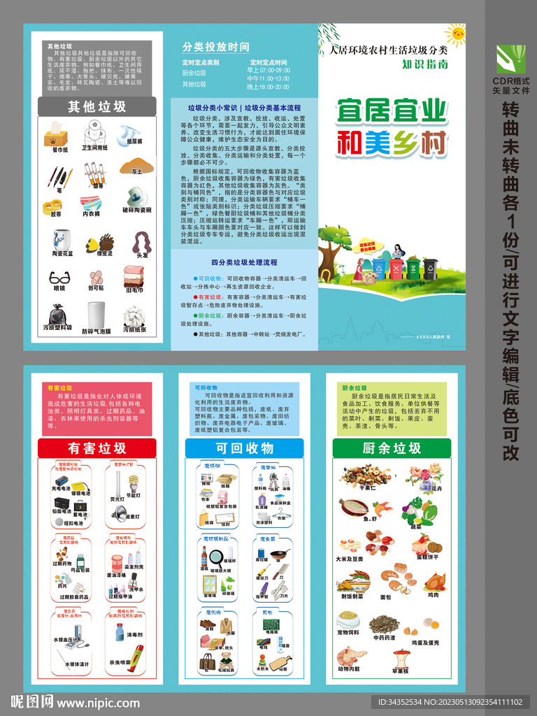 垃圾分类 三折页 