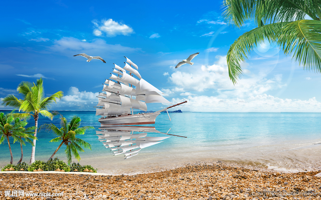 沙滩海洋背景墙