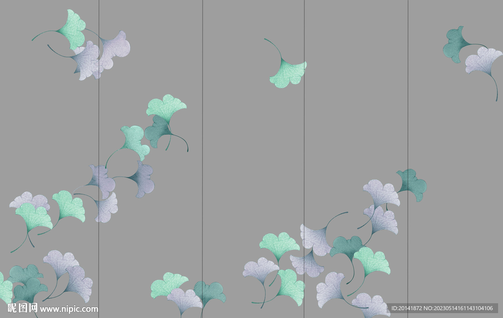 新中式银杏花鸟背景墙装饰画