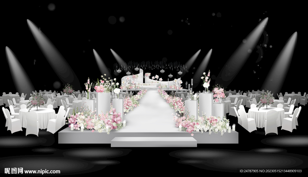 韩式白绿粉婚礼