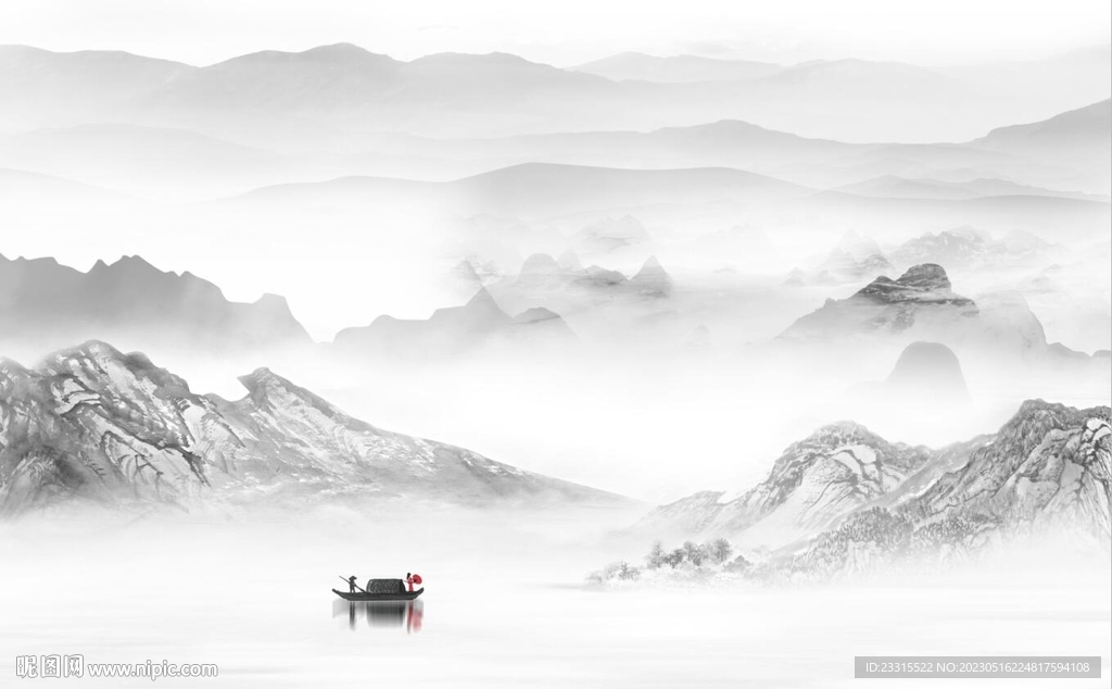 简约山水背景墙