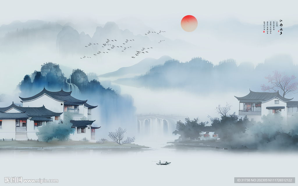 水墨江南背景墙