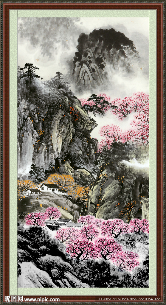 竖幅山水画 