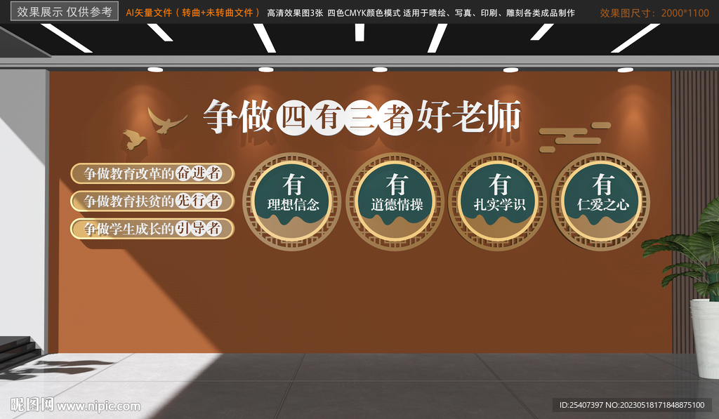 四有三者好老师学校文化墙