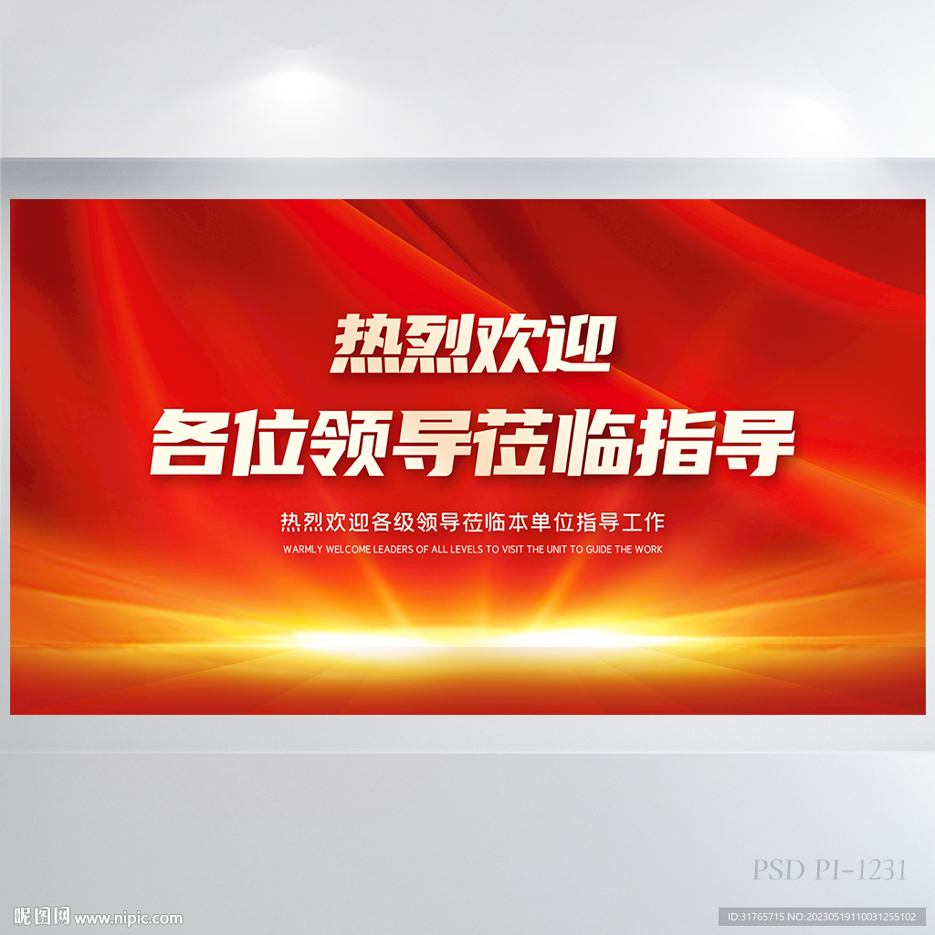 热烈欢迎上级领导莅临指导展板