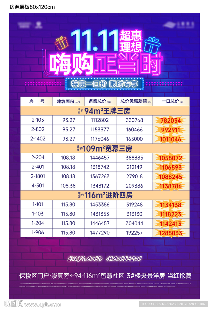 双十一房源展板