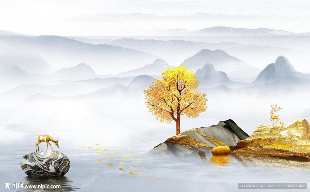 简约山水背景墙