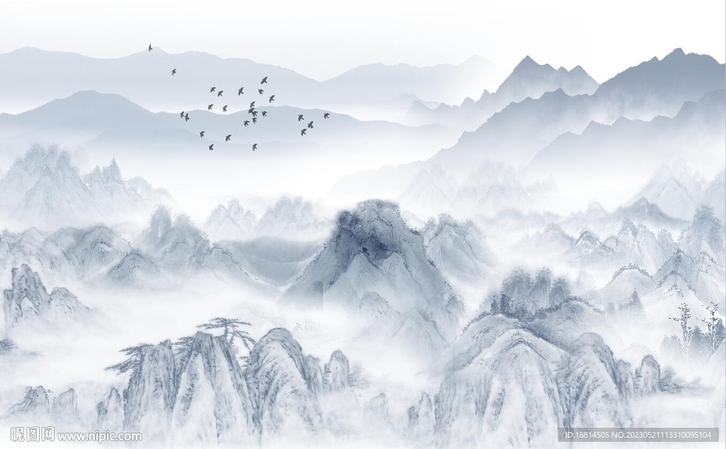 新中式山水背景墙