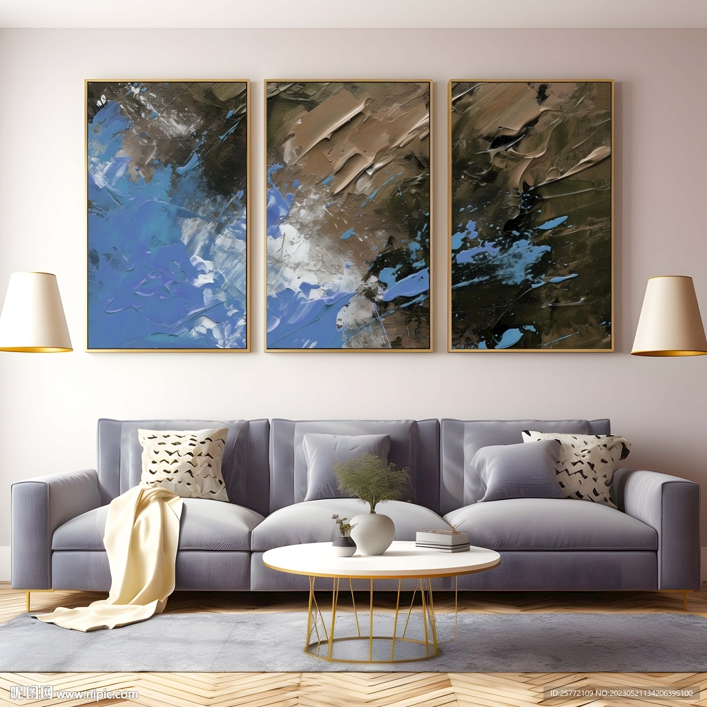 客厅三联装饰画样机