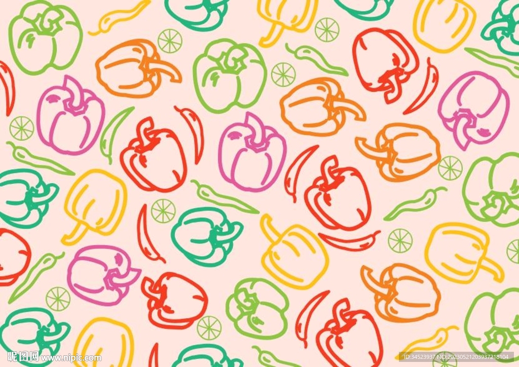 蔬菜辣椒装饰图案 
