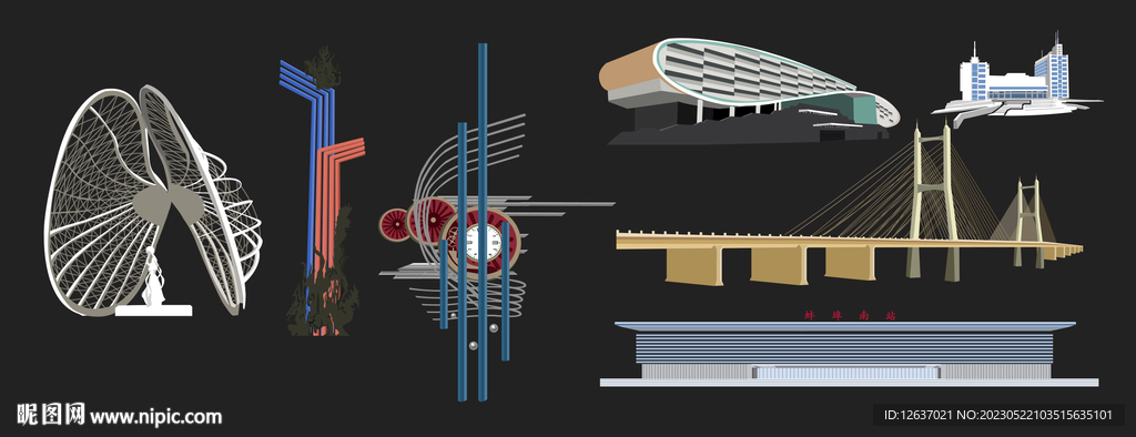 蚌埠高清分层地标建筑合集