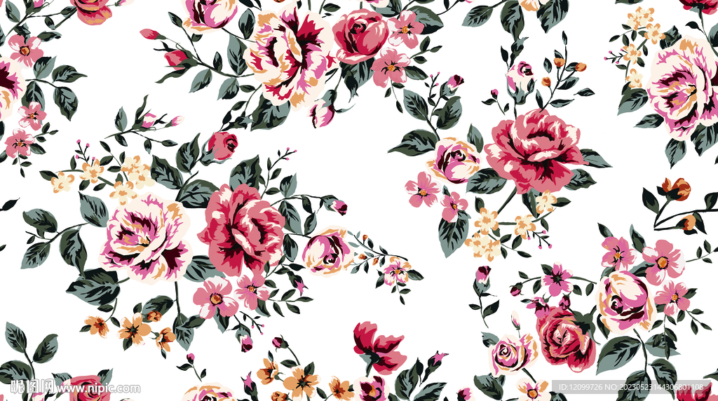 玫瑰花朵数码印花