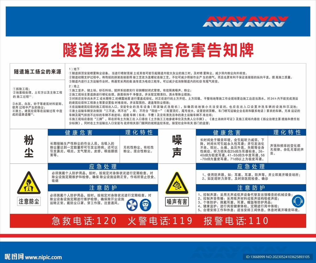 隧道扬尘及噪音告知牌