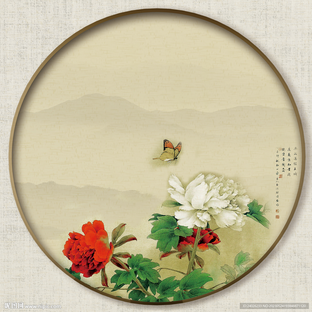 圆形花鸟画