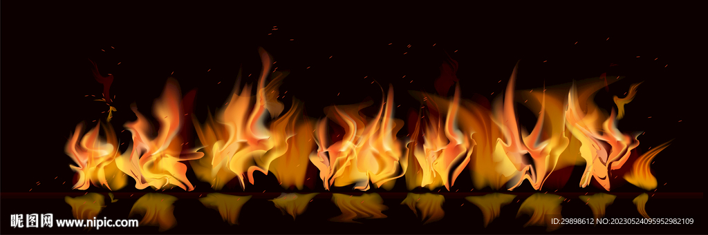 燃烧的火苗烧烤金红色木炭火焰