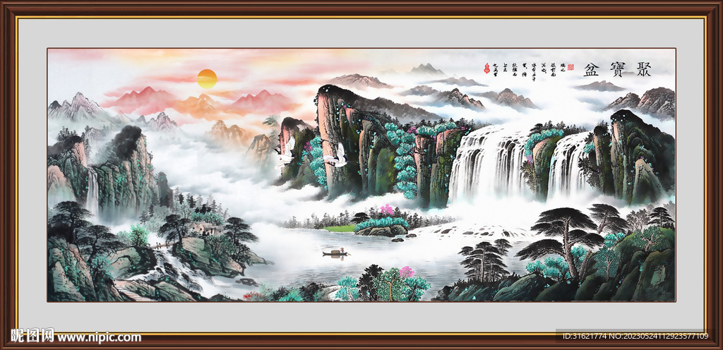 聚宝盆风水画聚宝盆