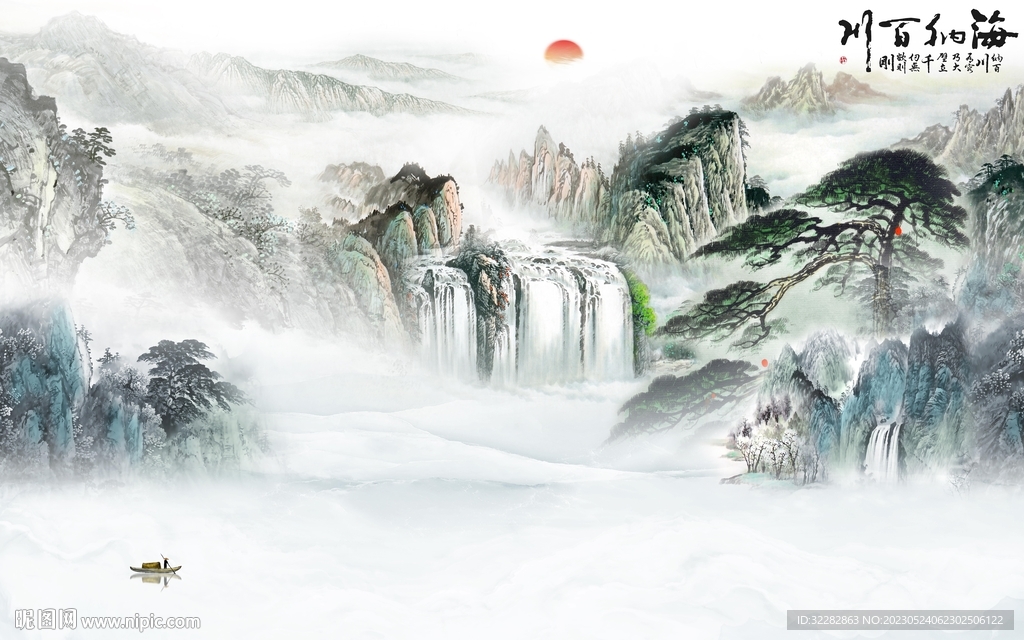 人气 中式客厅山水 TIf分层