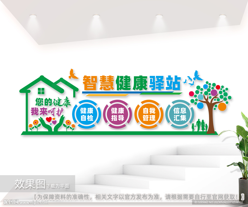 智慧健康驿站文化墙图片