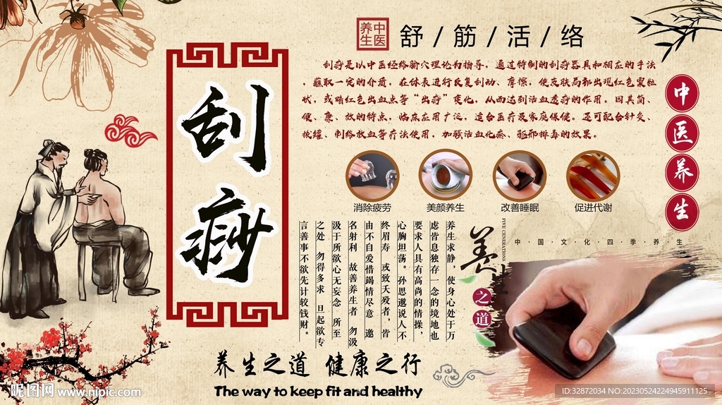 刮痧养生文化墙