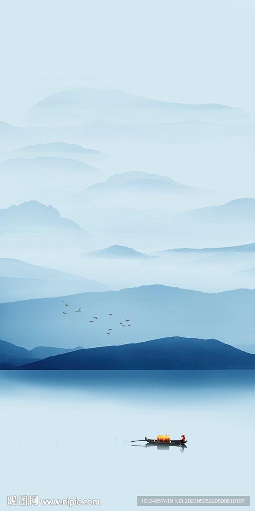 新中式意境山水玄关背景墙