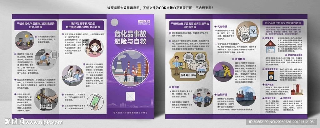 危化品事故避险与自救三折页