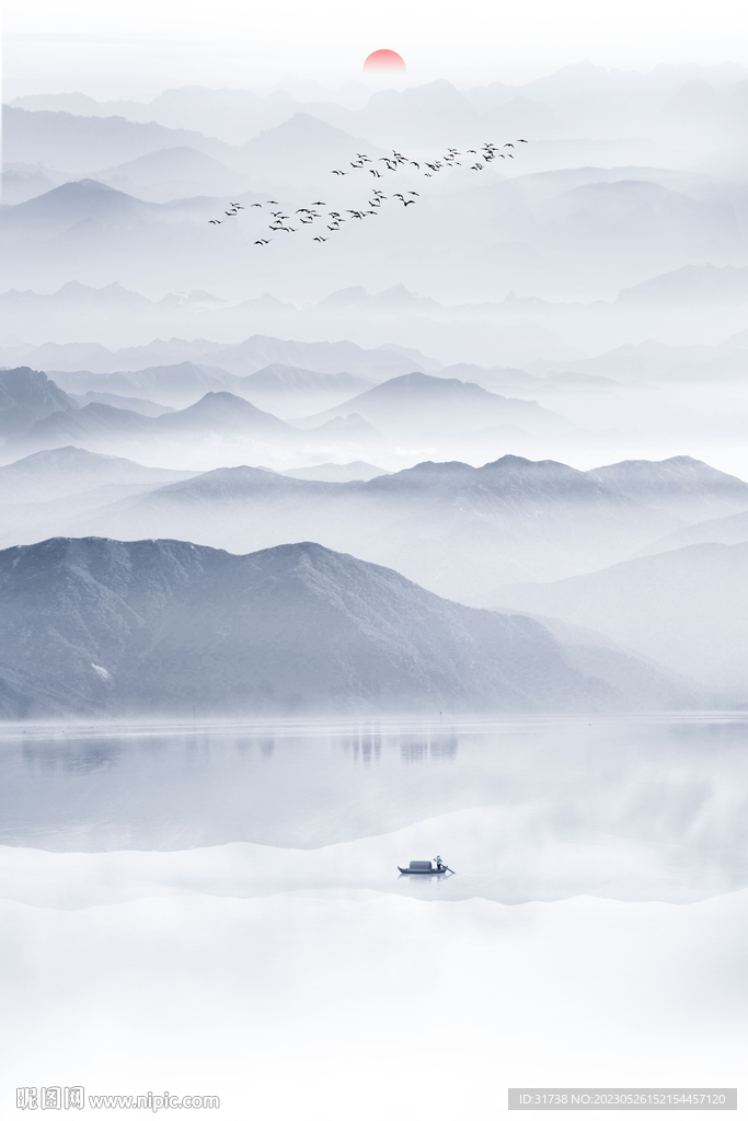 竖幅水墨画