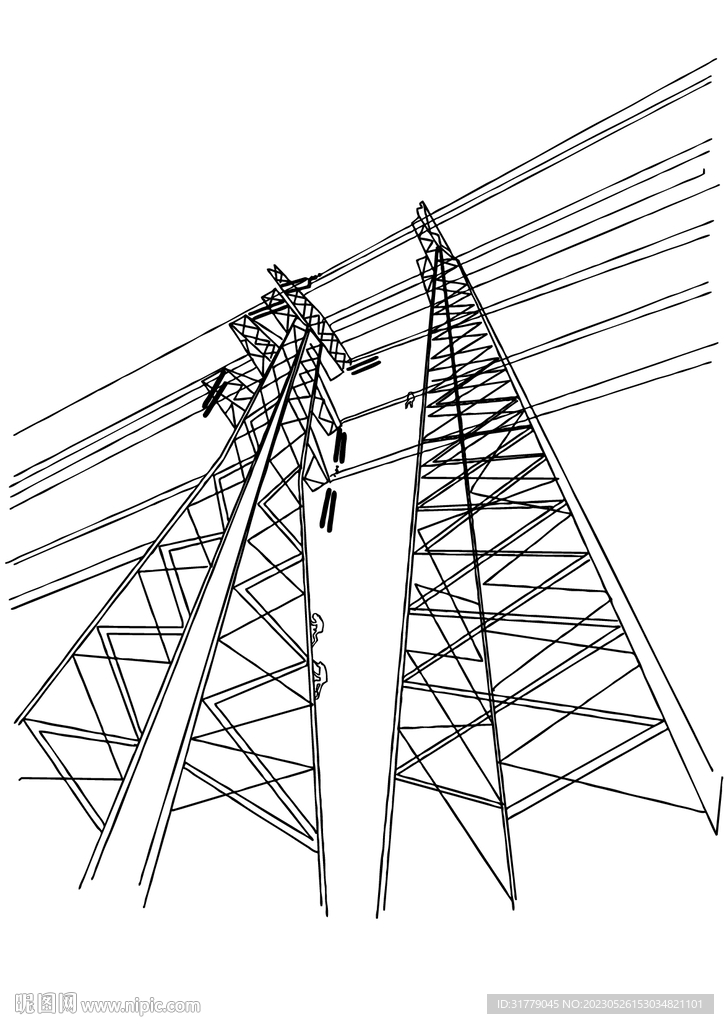国家电网  电力工人 爬电塔 