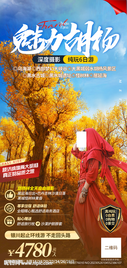 胡杨林 西北旅游海报