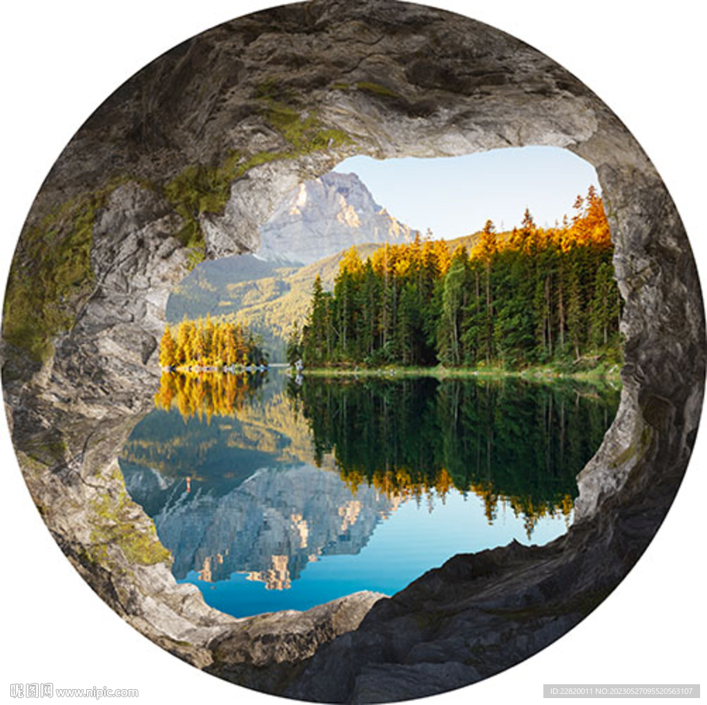 3D风景山洞湖泊