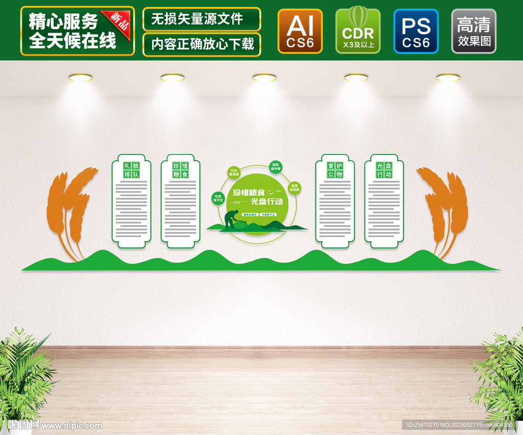 珍惜粮食食堂文化墙