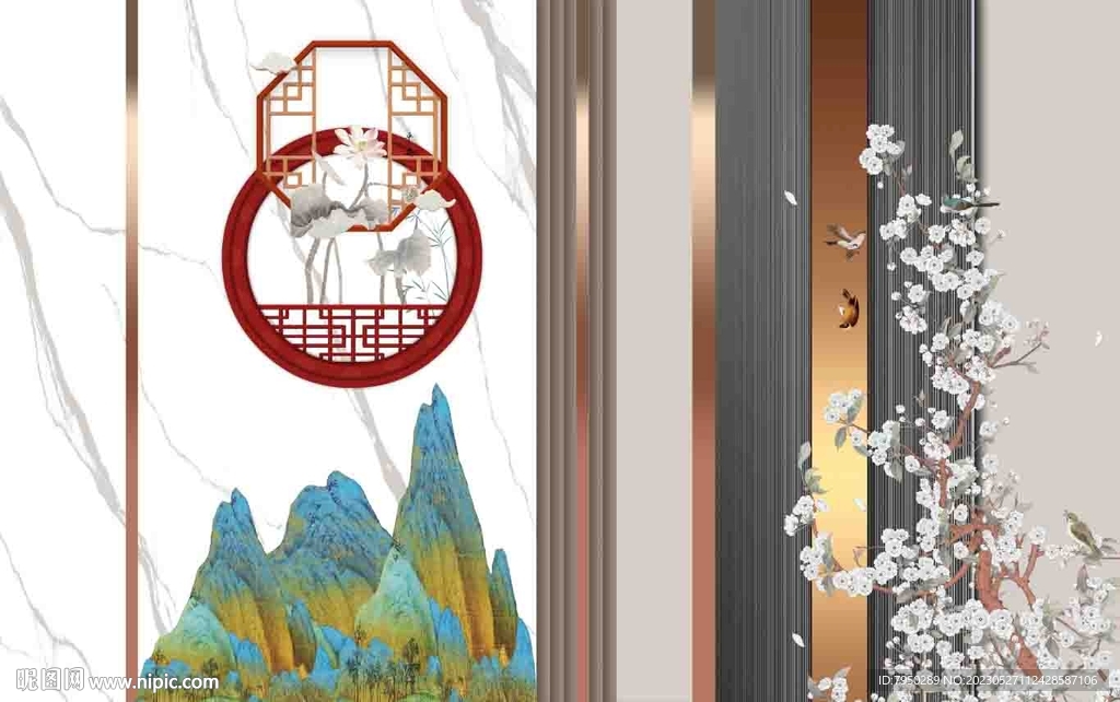 新中式背景墙 