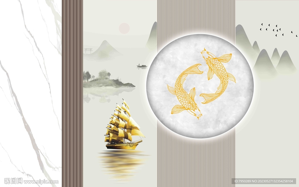 新中式背景墙  