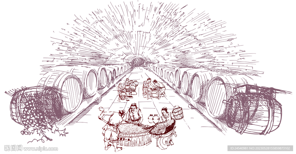 酿酒插画