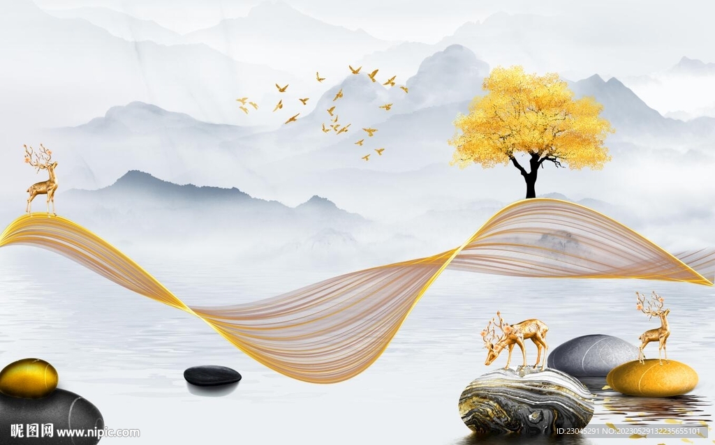 简约山水背景墙