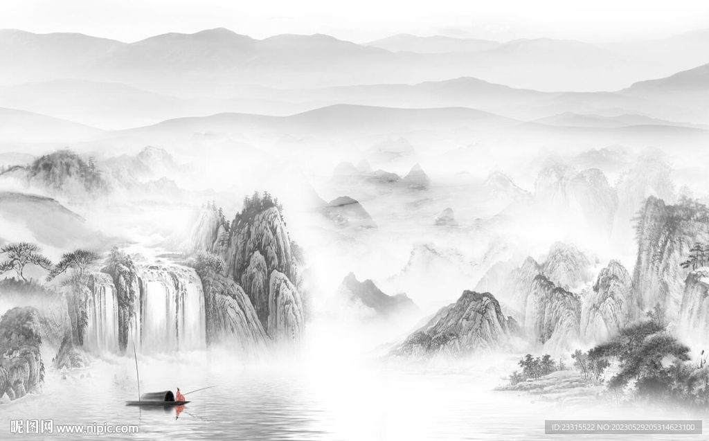 高山流水新中式背景墙