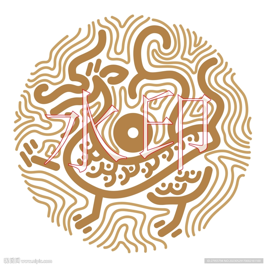 青龙图案设计线描